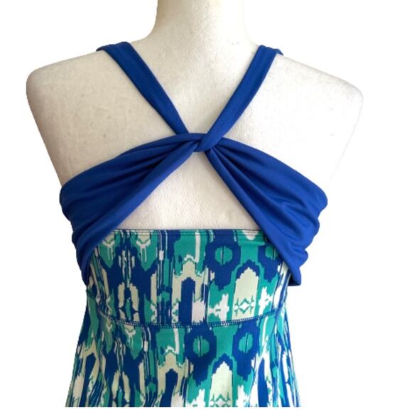 Soybu Dress Blue Green Print Strappy Twist Back Athletic Casual Stretch Size XS - Picture 5 of 10